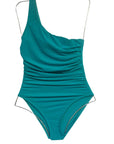 Basics One Shoulder with Shelf Bra & Rouching in Sea