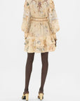 Button Front Frill Dress in Antiquity