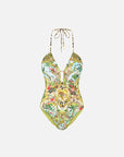 Halter Neck One-Piece Swimsuit in Wanderlust Empire