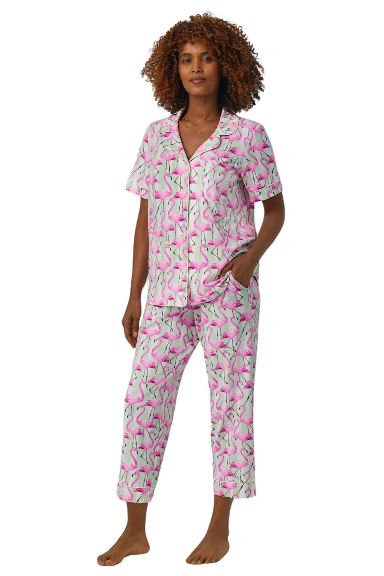 Flamingo Short Sleeve/Crop Pant PJ Set