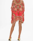Short Lace Up Kaftan in Shell Games