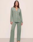 Gisele Long PJ Set in Smokey Olive/Ivory