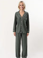 Gisele Long PJ Set in Duo Stripe Pine/Ivory