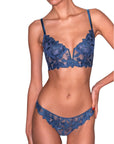 Lily Embroidery Balconette Bra in Spring Denim