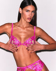 Lily Embroidered Demi Bra in Wild Pink