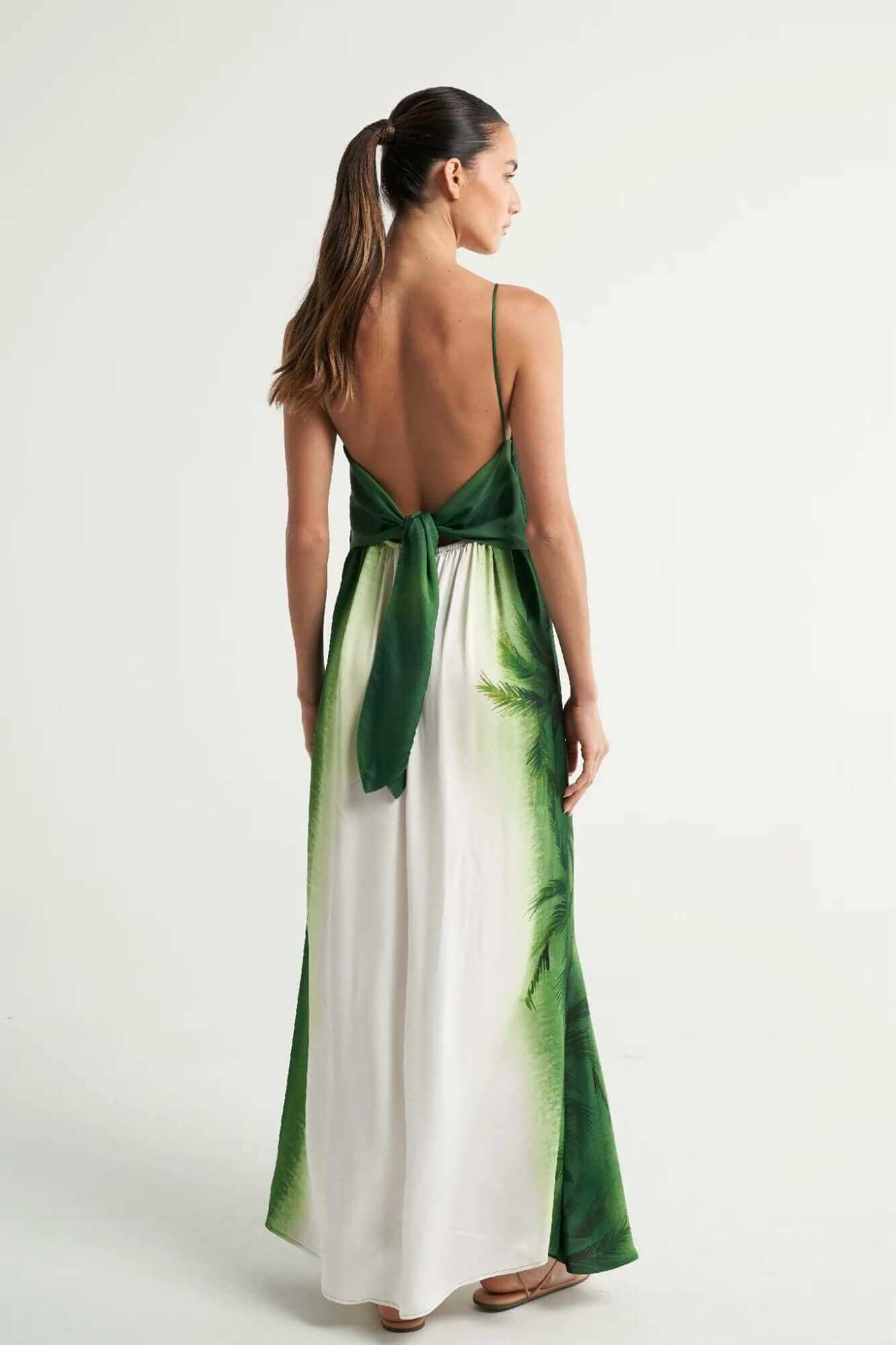 Long Tie Back Dress in Verde