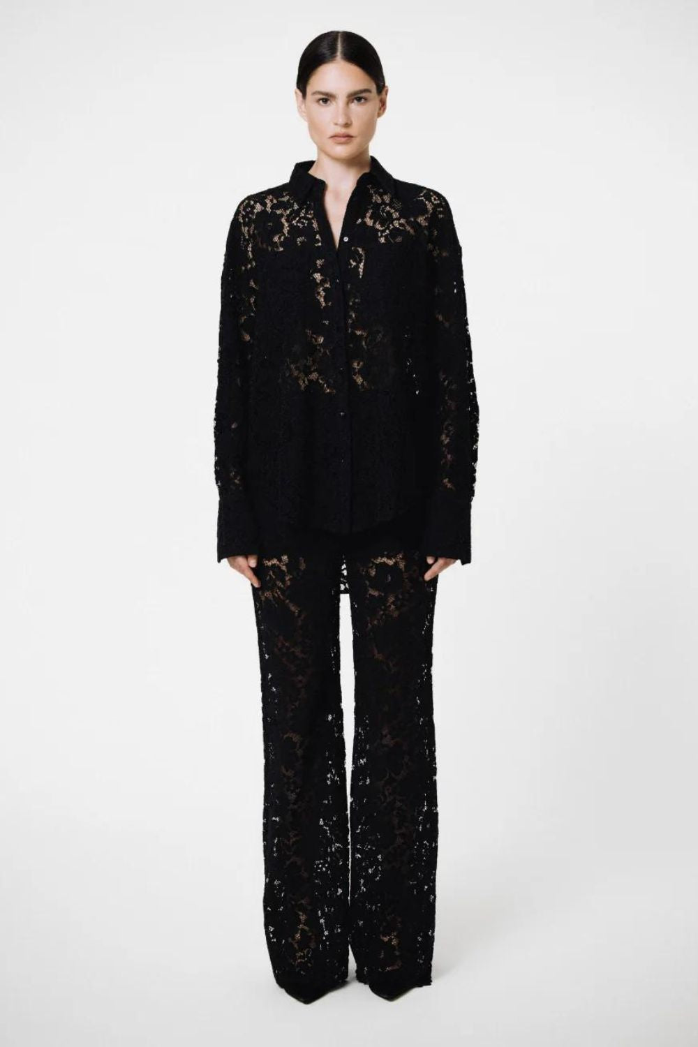 Sans Faff London Lace Oversized Dress Shirt in Black