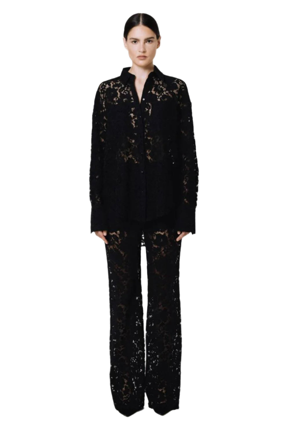 Sans Faff London Lace Oversized Dress Shirt in Black