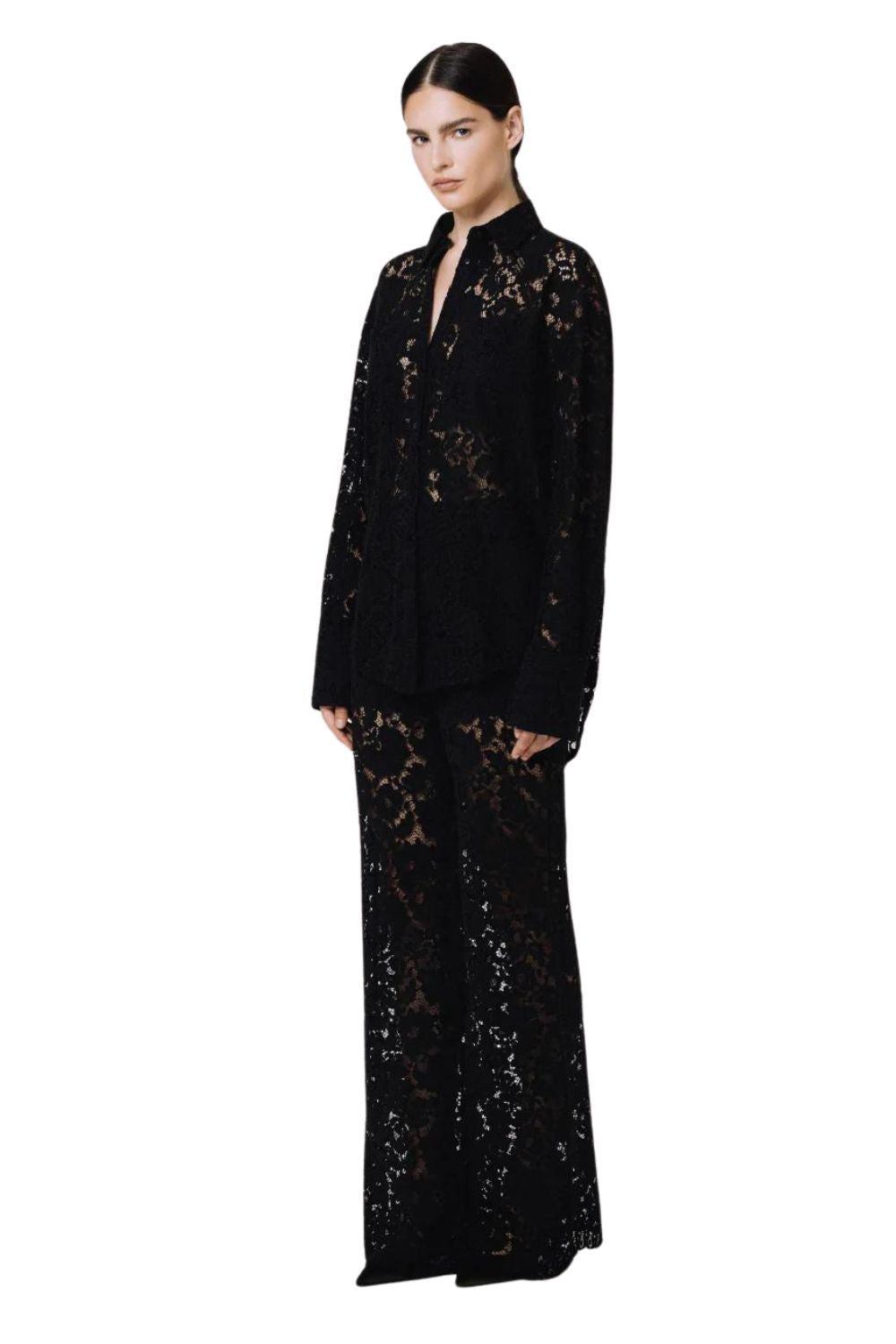 Sans Faff London Lace Oversized Dress Shirt in Black