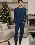 Henry Men's Long PJ Set in Forest Pine Navy