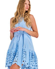 Lace Collared Dress in Light Blue