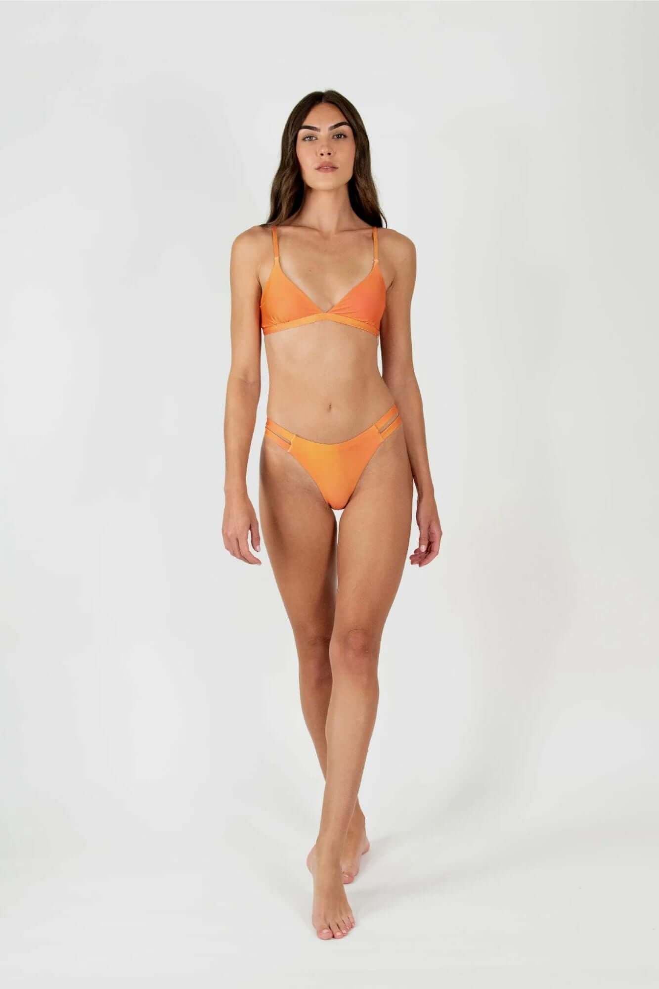Bralette Bikini with top Split bottom Set in Naranja