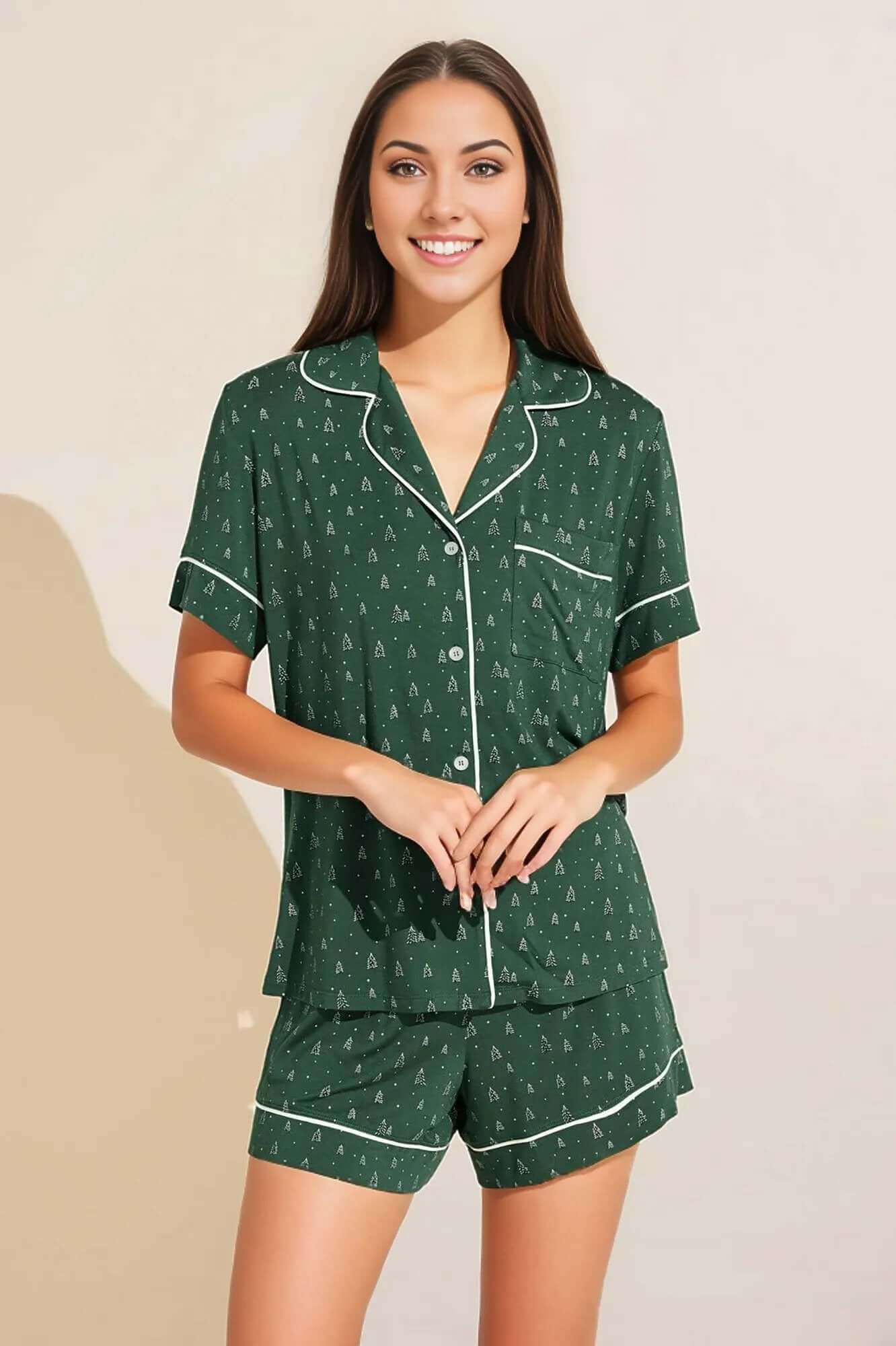 Gisele Printed Relaxed Short PJ Set in Winterpine Forest