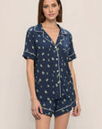 Gisele Printed Relaxed Short PJ Set in Forest Pine Navy/Ivory