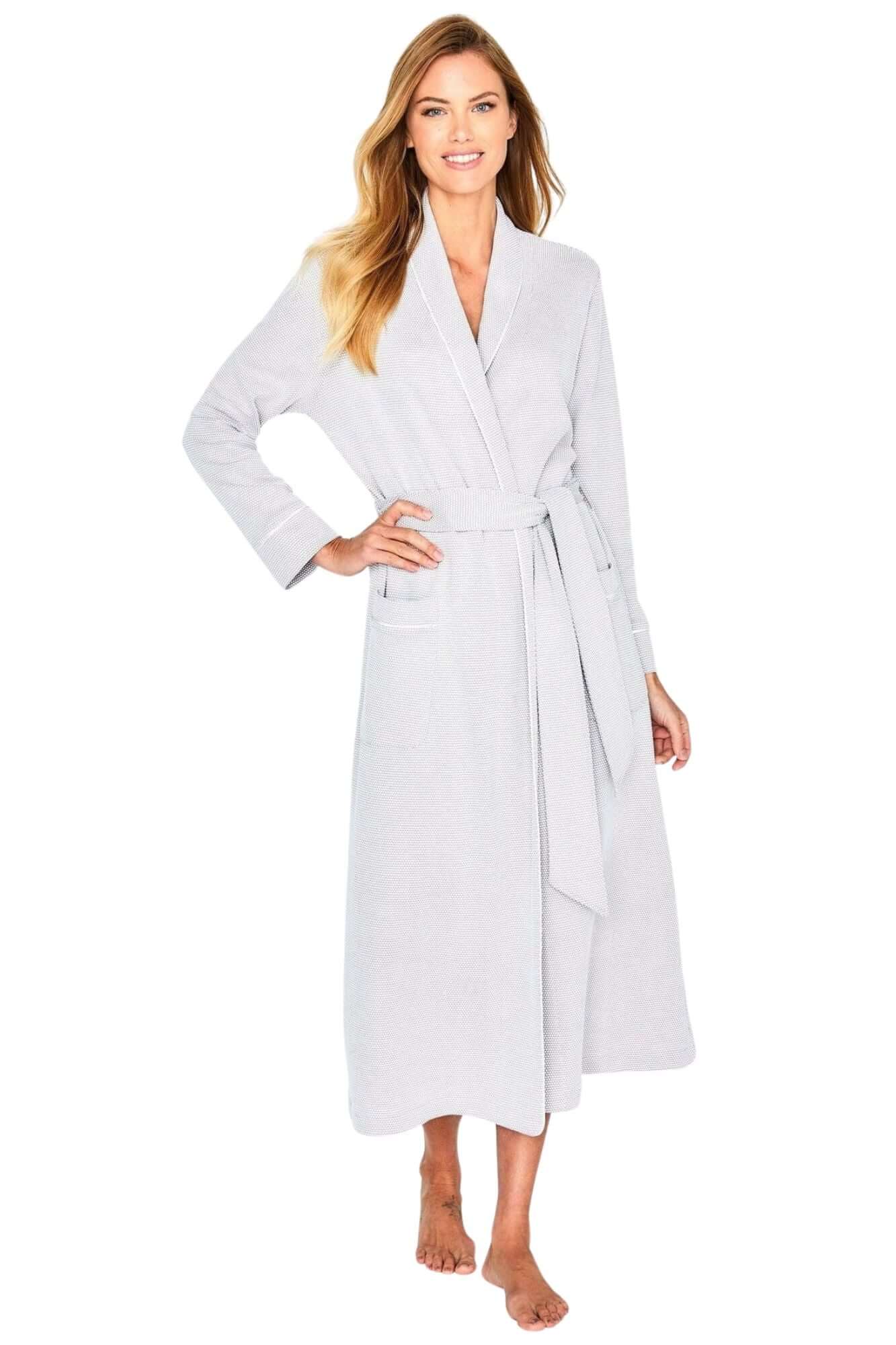 Grace Long Sleeve Long Robe in Taupe