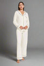 Gisele Long PJ Set in Pure Ivory/Navy