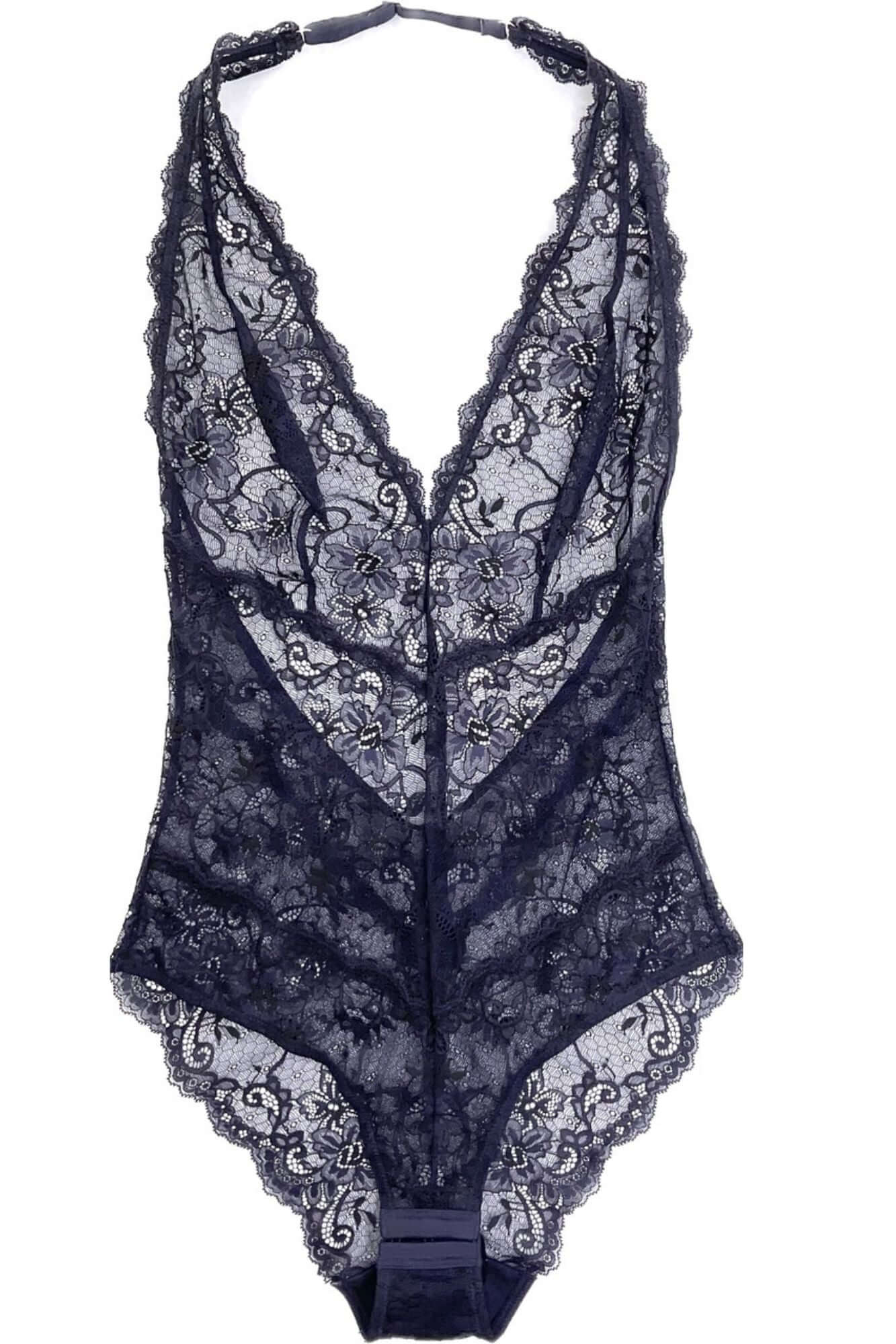 Peacock blue lace and satin bodysuit – Empress Curated Loungewear