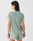 Frida Shortie PJ Set in Mint Cream/Ivory