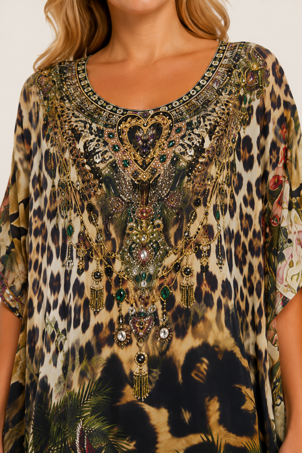 Round Neck Kaftan in Leotigra
