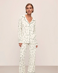 Gisele Printed Long PJ Set in Ski Chalet Ivory/Pine