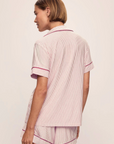 Gisele Printed Relaxed Short PJ Set in Duo Stripe Holly Red/Ivory
