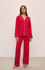 Gisele Long PJ Set in Holly Red/Ivory