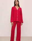 Gisele Long PJ Set in Holly Red/Ivory