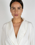 Cannes Pinstripe Robe in Off-White