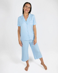 Jolene Cropped Pajama Set in Cool Blue