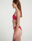Bralet Bikini with top Split bottom Set in Magenta