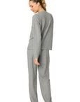 Textured Long Pajama Set in Heather Charcoal