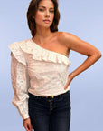 Saddy One shoulder Top in White