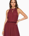 Ramy Brook Audrey Smocked Midi Dress Color: Bordeaux Size: XS, S, M, L at Petticoat Lane  Greenwich, CT