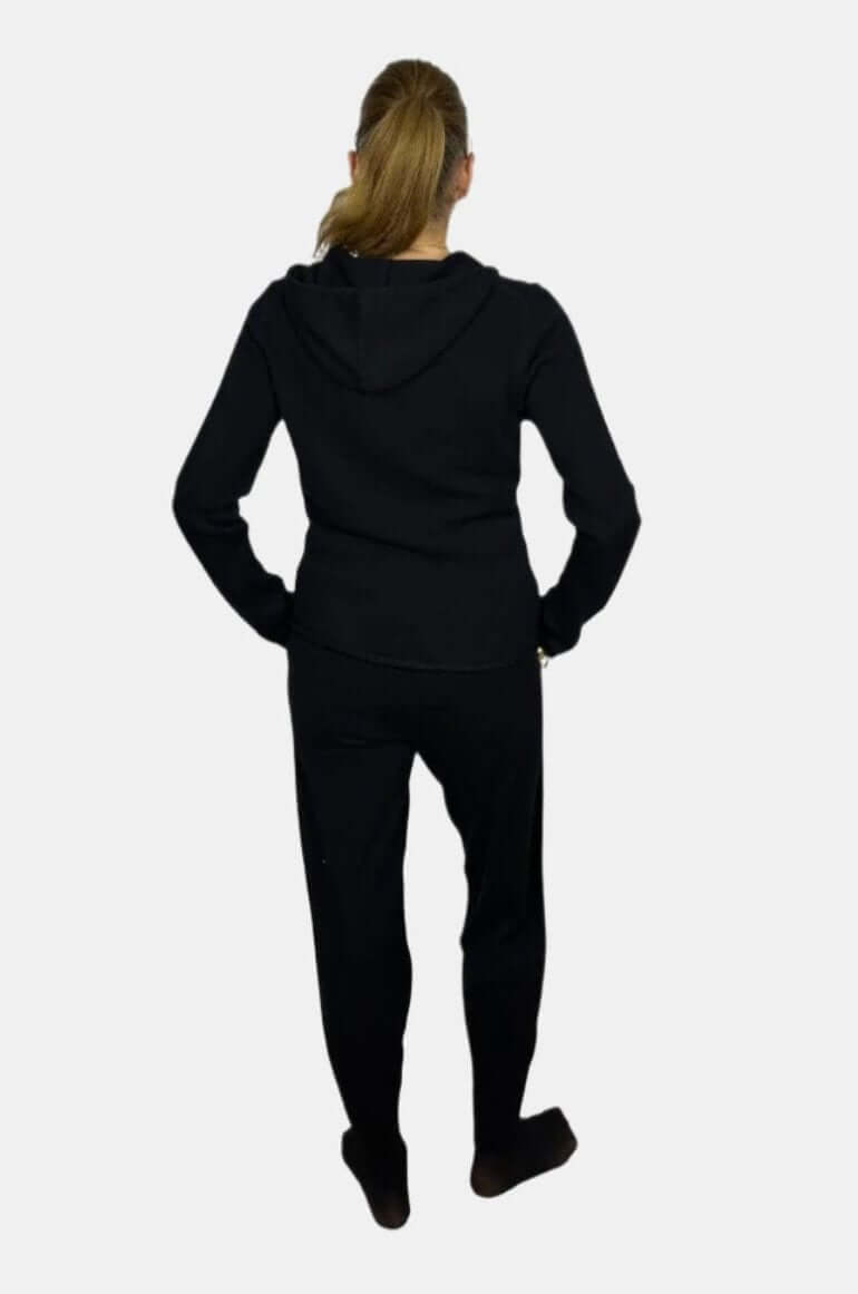 Arlotta Luxe Gauge Hoodie Jacket and Sweatpant Set in Black