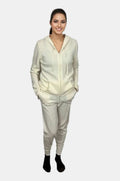 Arlotta Luxe Gauge Hoodie Jacket and Sweatpant Set in Ivory