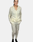 Arlotta Luxe Gauge Hoodie Jacket and Sweatpant Set in Ivory