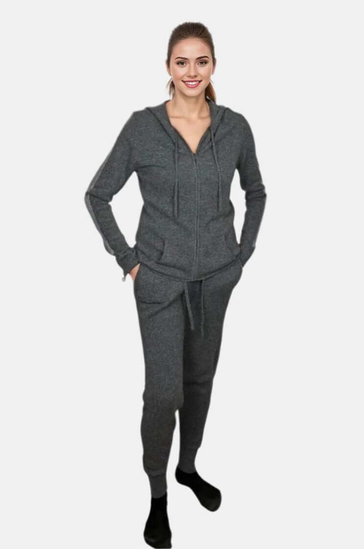 Arlotta Racer Stripe Hoodie and Ribbed Racer Stripe Sweatpants in Charcoal/Flannel Stripe