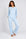 Cannes Pinstripe Long Set in Cool Blue — Petticoat Lane brunette model, studio photograph