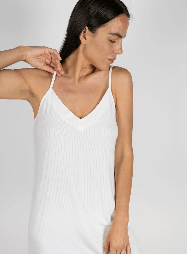Aspen Dream Cannes Pinstripe Chemise in Off White