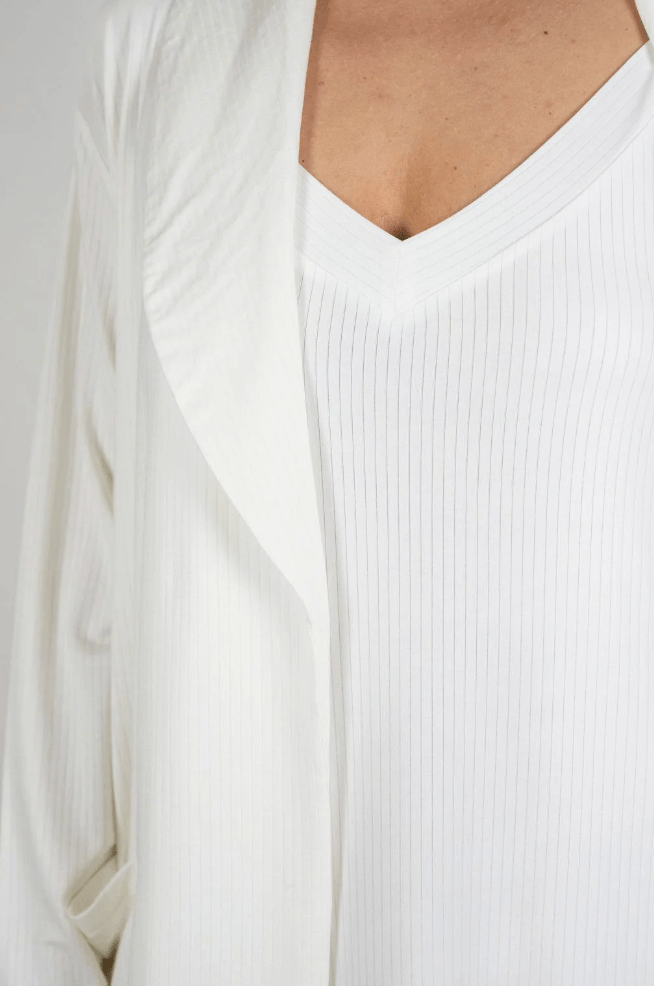 Aspen Dream Cannes Pinstripe Chemise in Off White