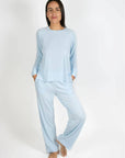 Aspen Dream Cannes Pinstripe Long Set in Cool Blue