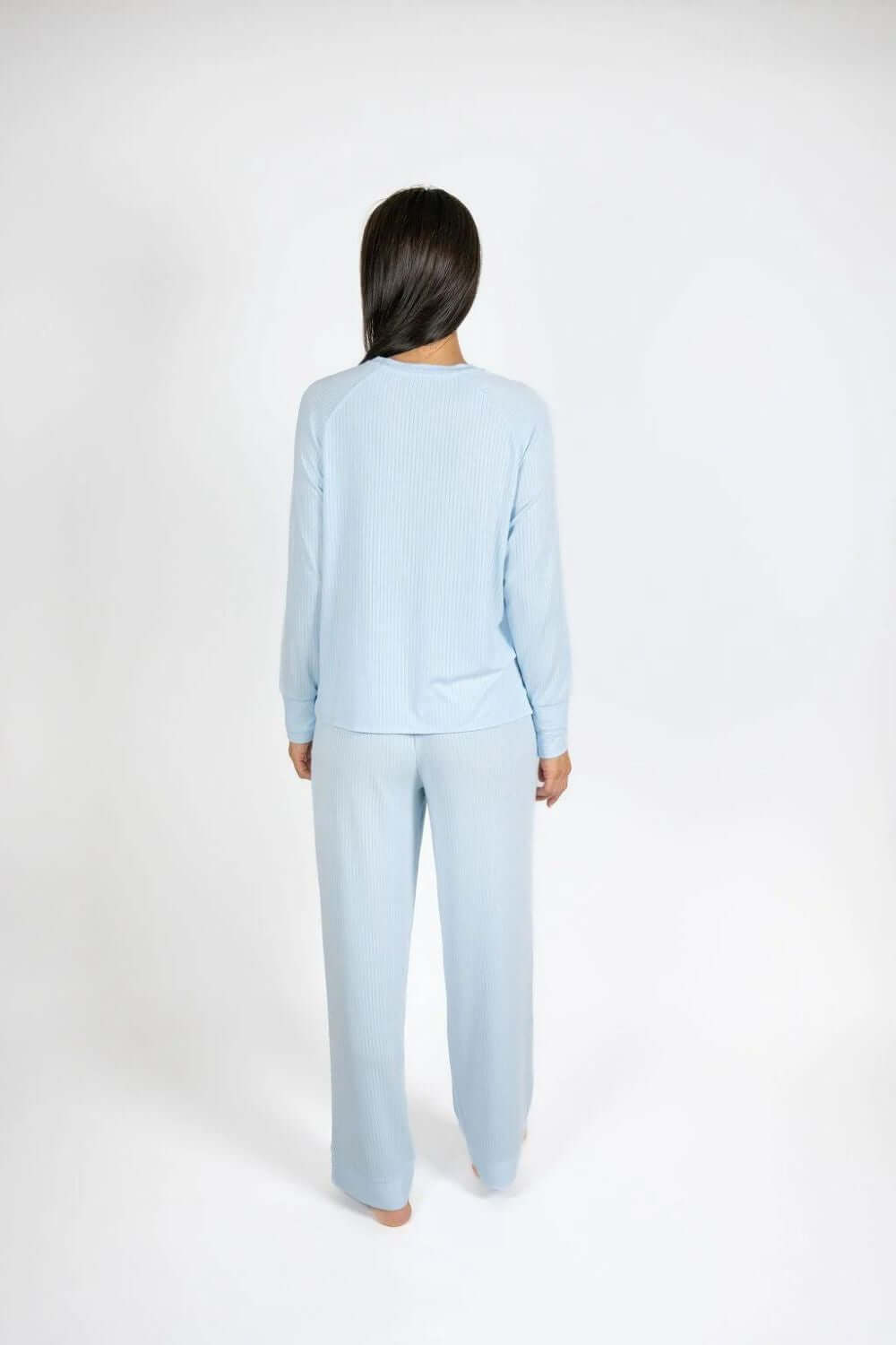 Aspen Dream Cannes Pinstripe Long Set in Cool Blue