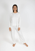 Aspen Dream Cannes Pinstripe Long Set in Off-White