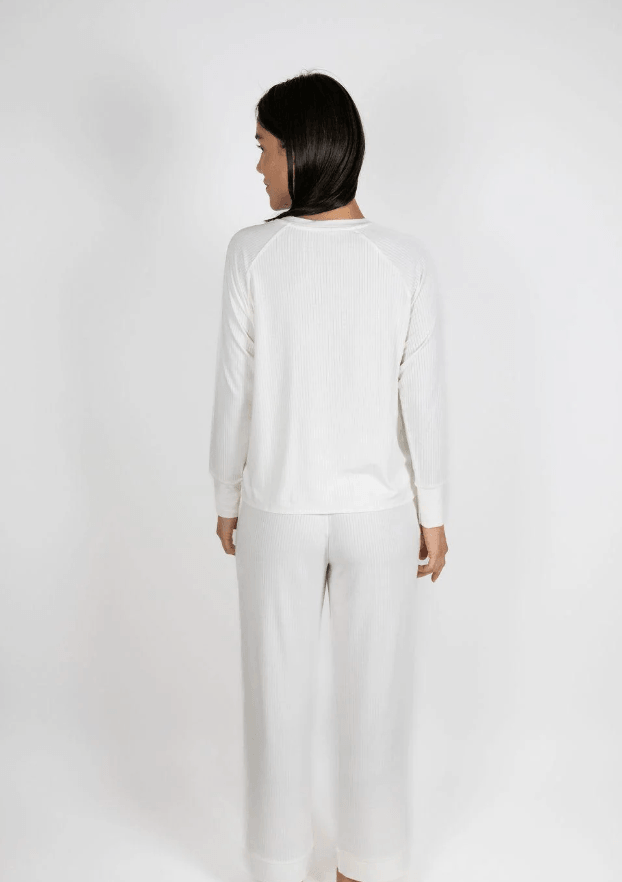 Aspen Dream Cannes Pinstripe Long Set in Off-White