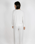 Aspen Dream Cannes Pinstripe Long Set in Off-White