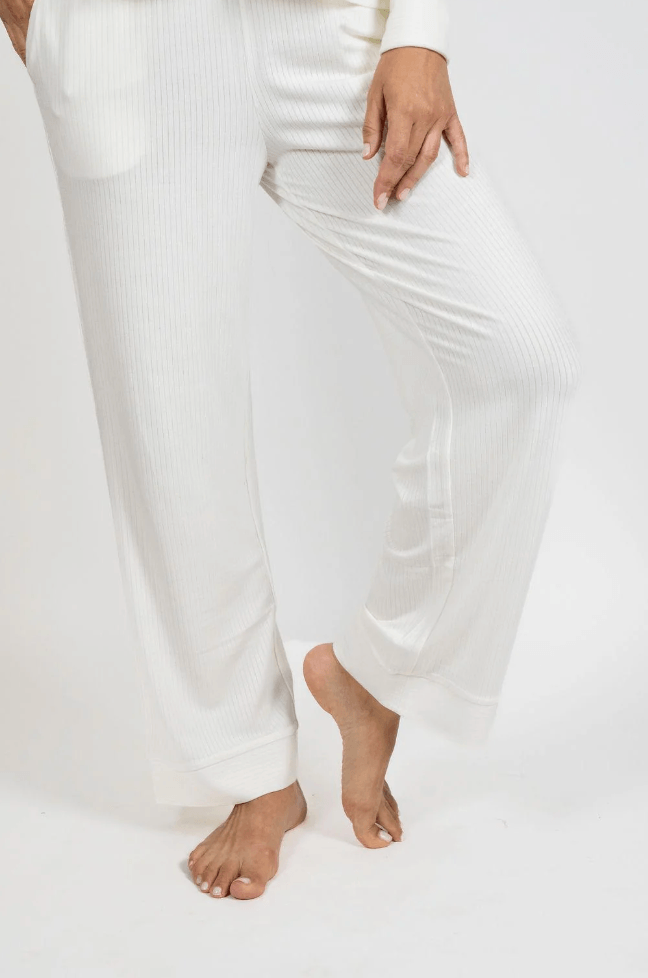Aspen Dream Cannes Pinstripe Long Set in Off-White