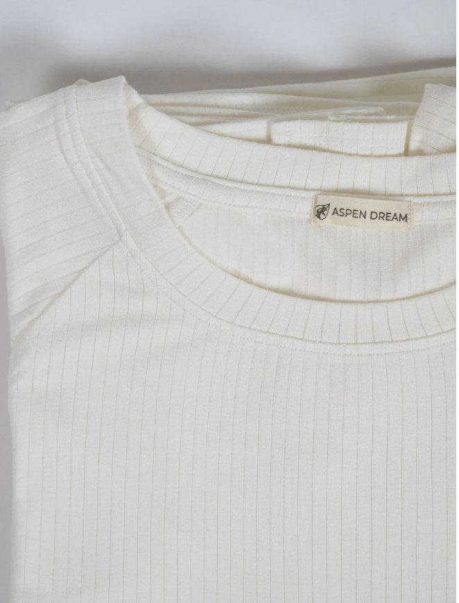 Aspen Dream Cannes Pinstripe Long Set in Off-White