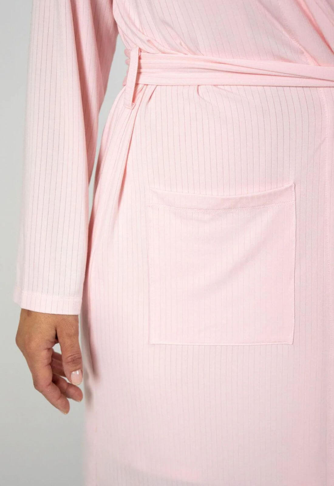 Aspen Dream Cannes Pinstripe Robe in Pink Dogwood