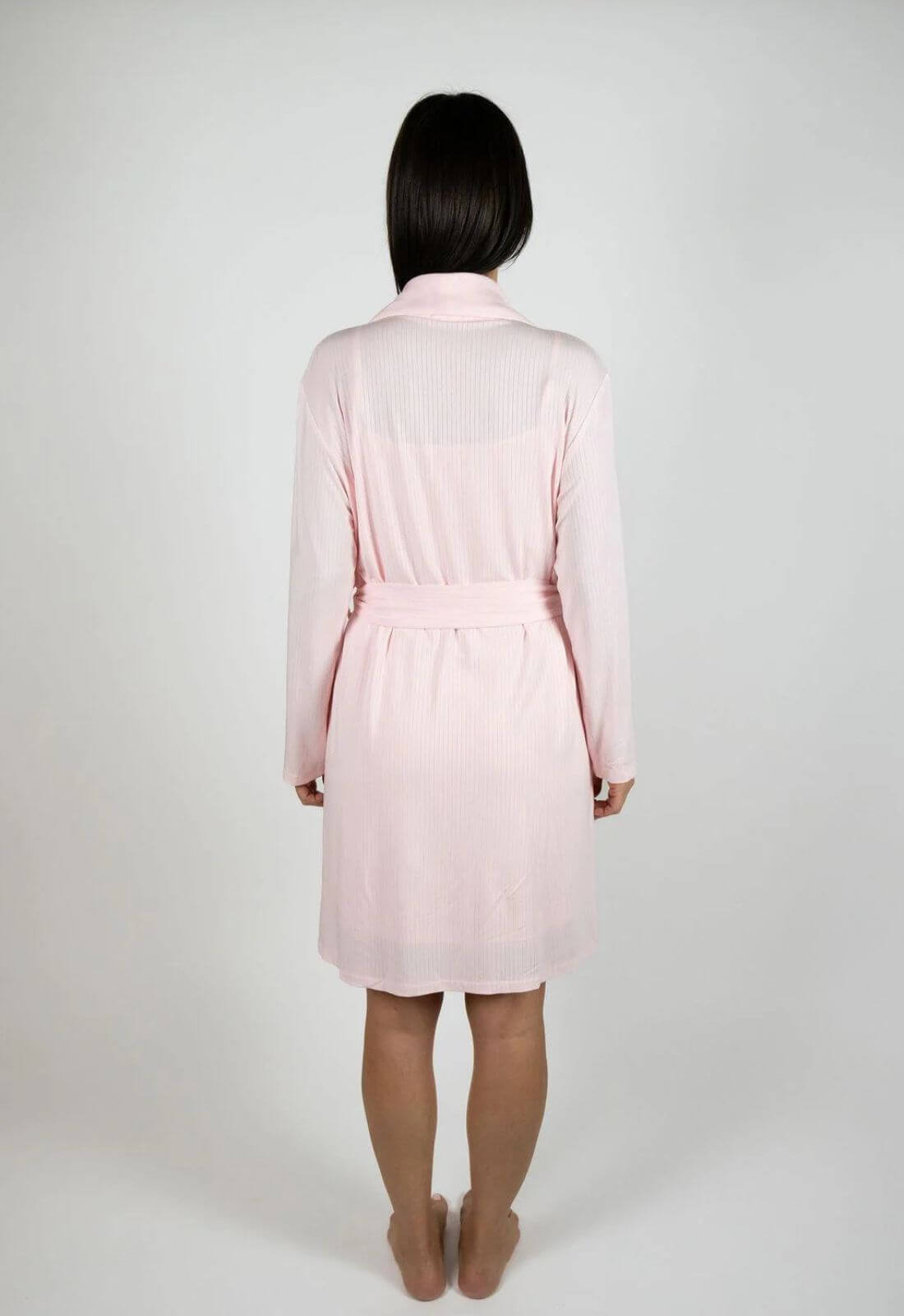 Aspen Dream Cannes Pinstripe Robe in Pink Dogwood