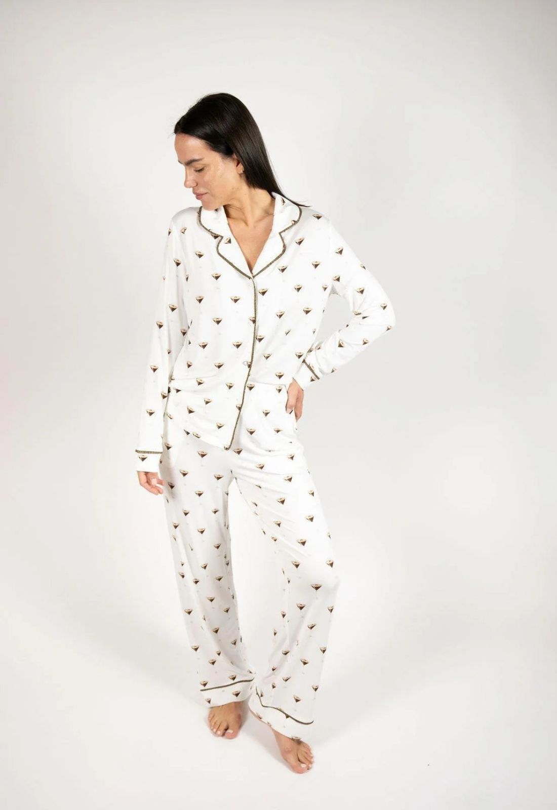 Aspen Dream Grace Espresso Martini Print Long PJ Set